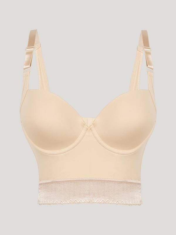 Women's Solid Adjustable Strap Push Up Bra, Scallop Trim Underwire Bra, Soft Comfy Breathable Lingerie for All Seasons, Fall Wear, Fallfreshness